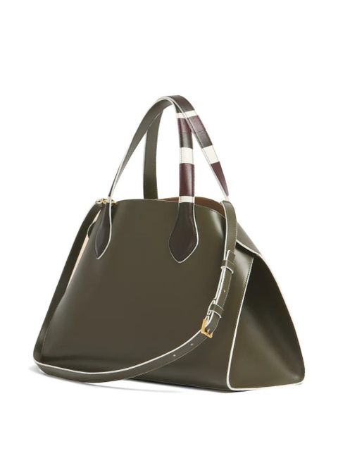 Marni medium Overlap contrast-trim tote bag - Green