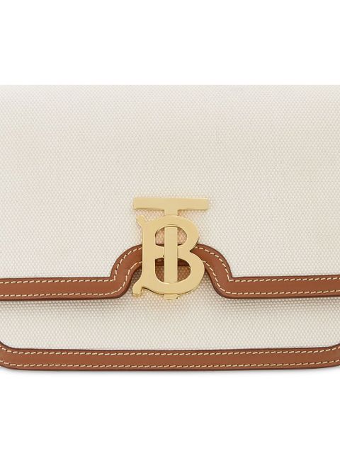 Burberry Small Two-tone Canvas and Leather TB Bag - White
