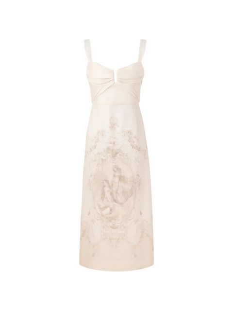 ZIMMERMANN Drape mermaid-print midi dress - Neutrals - zdjęcie produktu nr 1