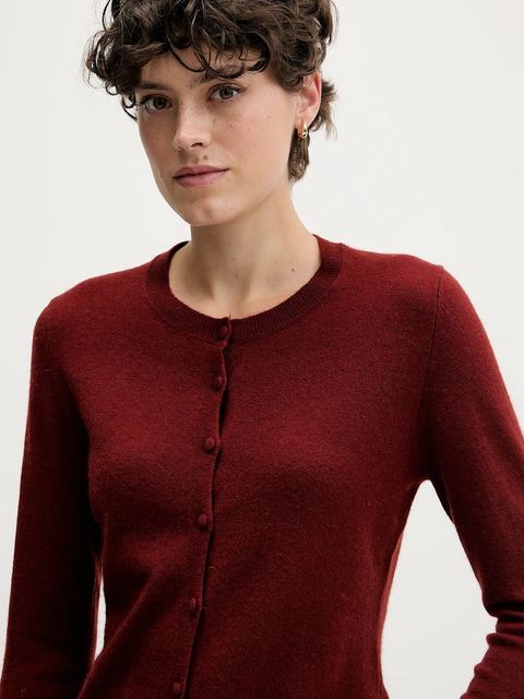 Sisley kardigan z domieszką wełny kolor czerwony lekki 102HM5237 - zdjęcie produktu nr 2