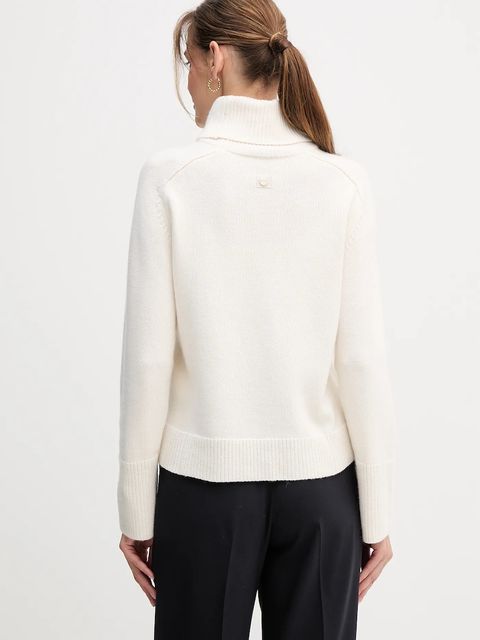 Joop! sweter z dodatkiem wełny damski kolor beżowy z golfem 30049417