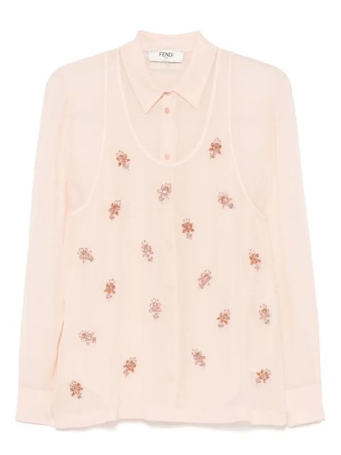 FENDI embroidered georgette shirt - Pink - zdjęcie produktu nr 1