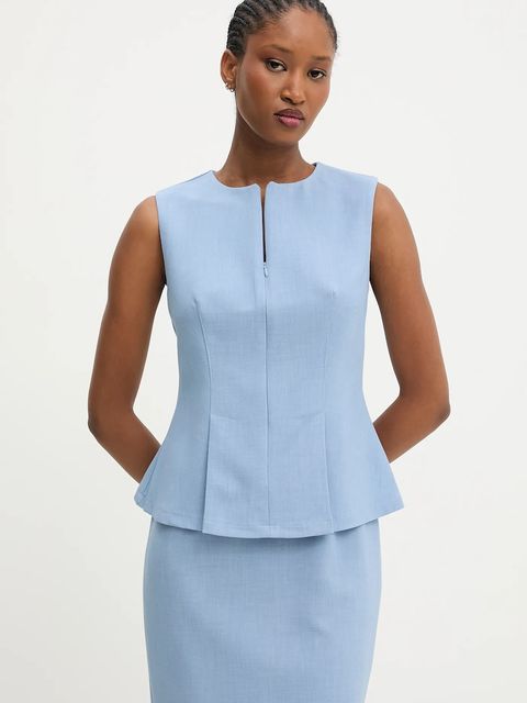 Answear.LAB bluzka damska kolor niebieski gładka