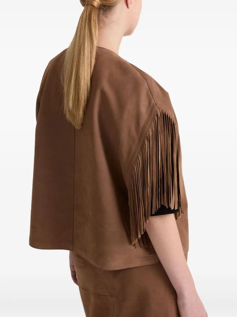 Yves Salomon fringed-trim jacket - Brown