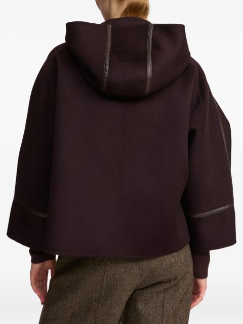 Yves Salomon hooded leather-trimmed jacket - Red