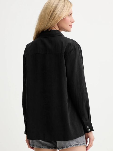 Answear.LAB koszula damska kolor czarny relaxed z kołnierzykiem klasycznym