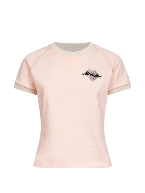 Moncler heart-print ribbed T-shirt - Pink - zdjęcie produktu nr 1