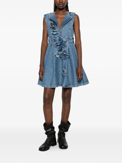 GANNI flower-appliqué sleeveless mini dress - Blue - zdjęcie produktu nr 2