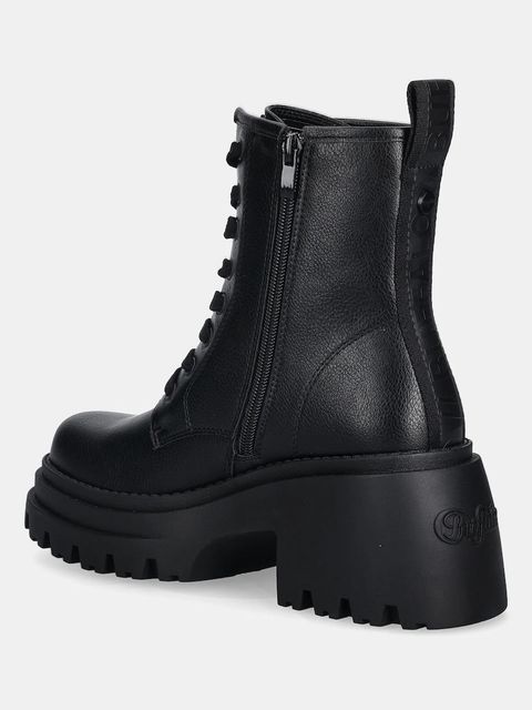 Buffalo workery Bravr Lace Up damskie kolor czarny na platformie 1622538-BLK