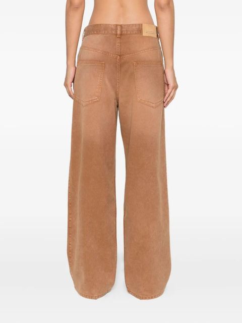 ISABEL MARANT pleat cotton straight-leg jeans - Brown