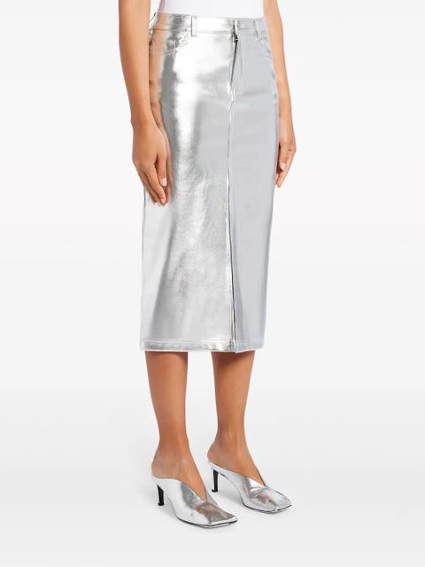 STAUD Oaklyn metallic-effect midi skirt - Silver