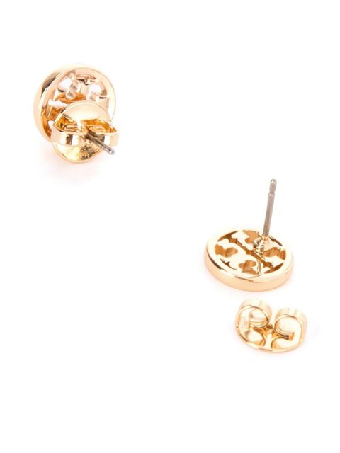 Tory Burch rounded logo-plaque earrings - Gold - zdjęcie produktu nr 2