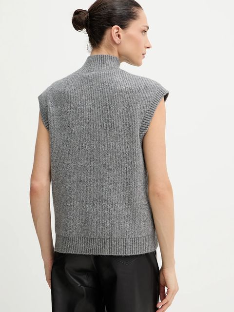 Morgan kamizelka z domieszką wełny damski kolor szary z półgolfem MSARA