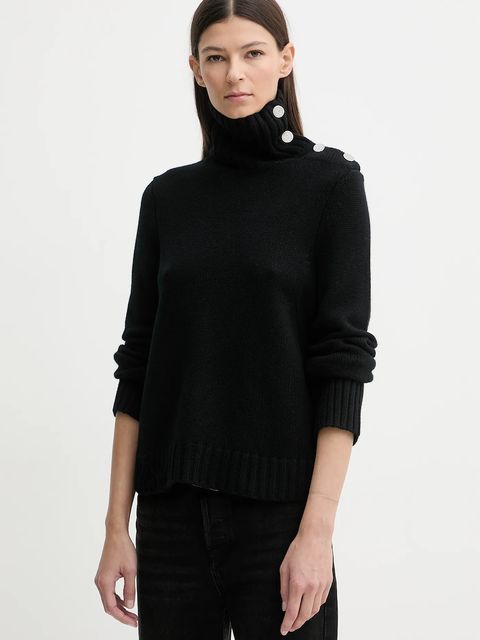 ZADIG&VOLTAIRE sweter kaszmirowy damski kolor czarny z golfem KWSW02923 - zdjęcie produktu nr 1