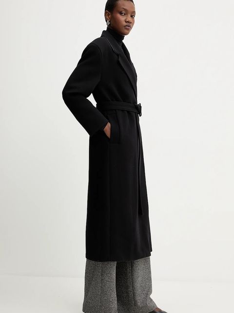 Marella płaszcz z wełną kolor czarny 2523016082200