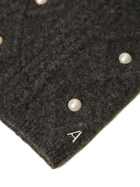 TWINSET pearl-embellished cable-knit beanie hat - Grey - zdjęcie produktu nr 2