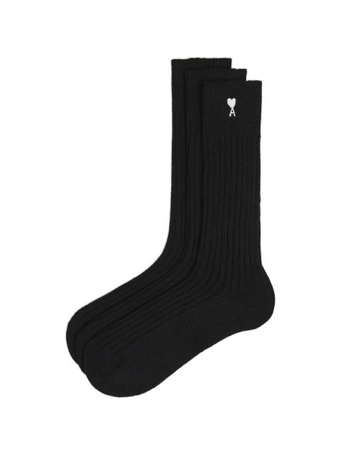 AMI Paris ribbed detail socks (set of three) - Black - zdjęcie produktu nr 1