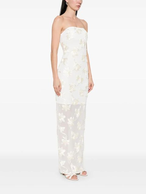 ROTATE BIRGER CHRISTENSEN floral-appliqué tulle maxi dress - White