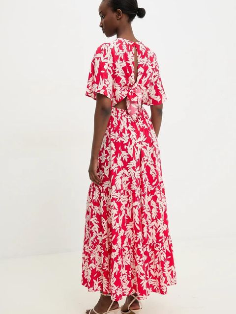 Answear.LAB sukienka kolor różowy maxi rozkloszowana