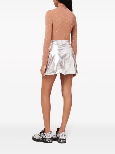 Rabanne crystal-embellished high-neck top - Neutrals