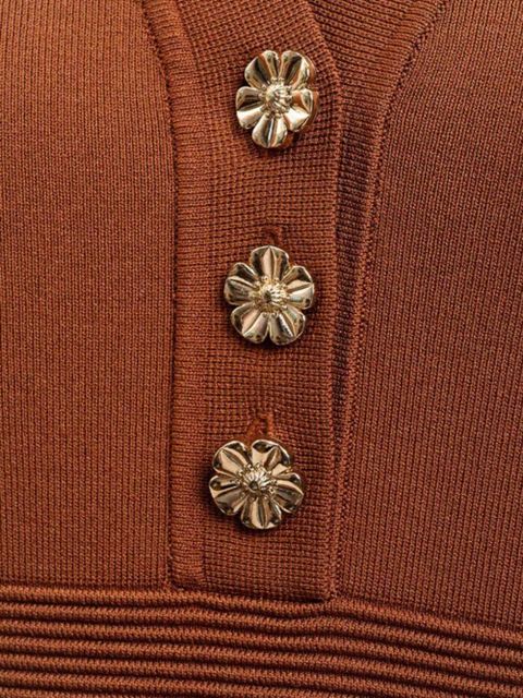 TWINSET button ribbed midi dress - Brown