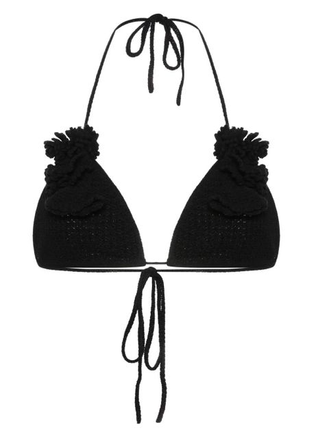 Self-Portrait crochet-knit bikini top - Black - zdjęcie produktu nr 1