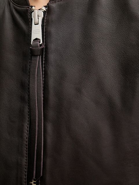 AllSaints kurtka skórzana ORTEN BOMBER JACKET damska kolor bordowy W072LB