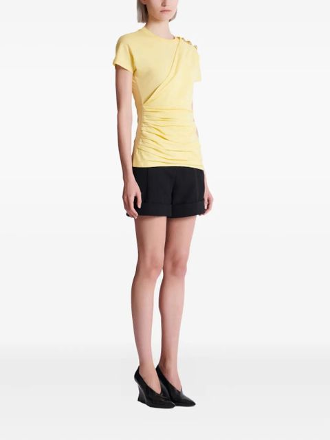 Balmain draped-detail T-shirt - Yellow - zdjęcie produktu nr 2