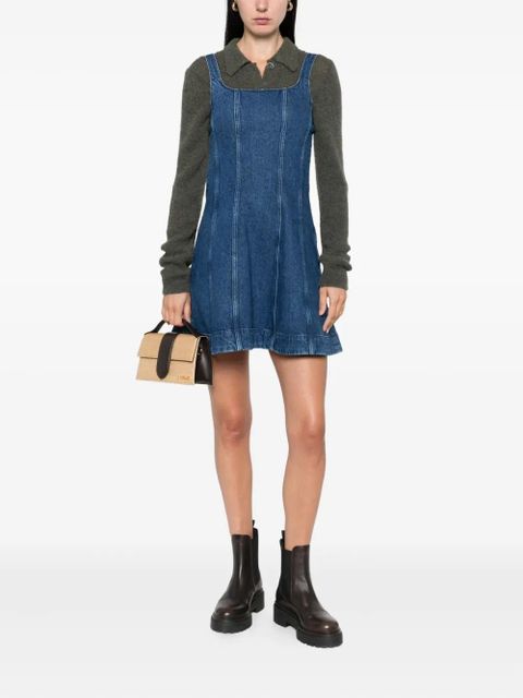 Maje square-neck denim mini dress - Blue