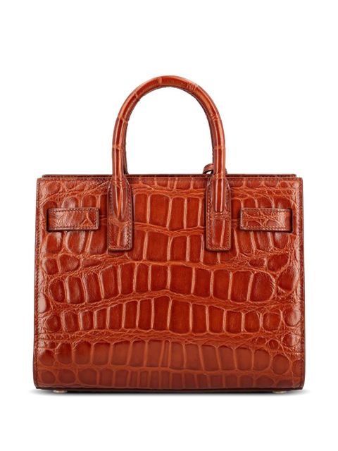 Saint Laurent Sac de Jour Nano crocodile-effect leather tote bag - Brown - zdjęcie produktu nr 2
