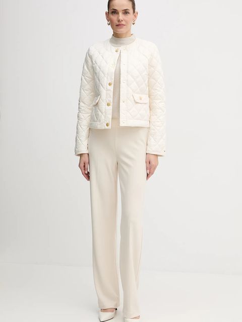 Tommy Hilfiger kurtka puchowa kolor beżowy przejściowa WW0WW47449