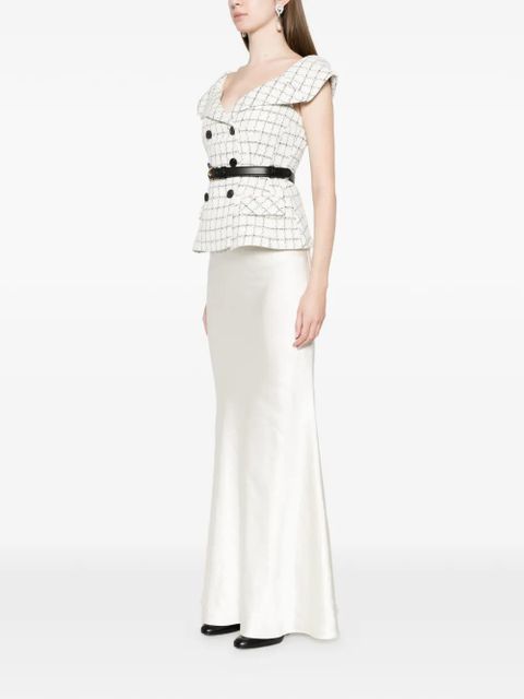 Self-Portrait button belted maxi dress - Neutrals