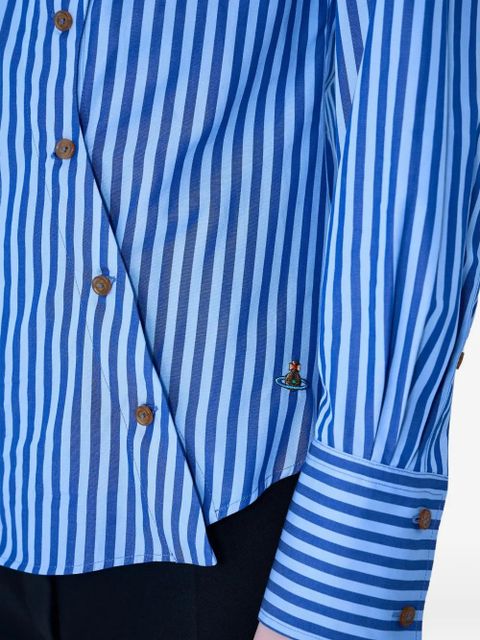 Vivienne Westwood Bella asymmetrical-fastening striped shirt - Blue