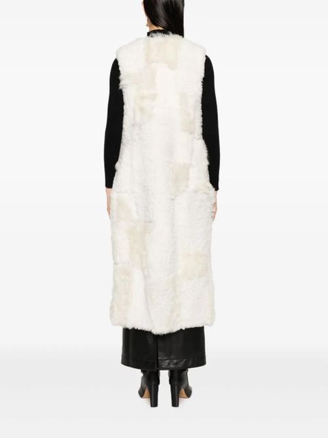Chloé patchwork shearling gilet - White