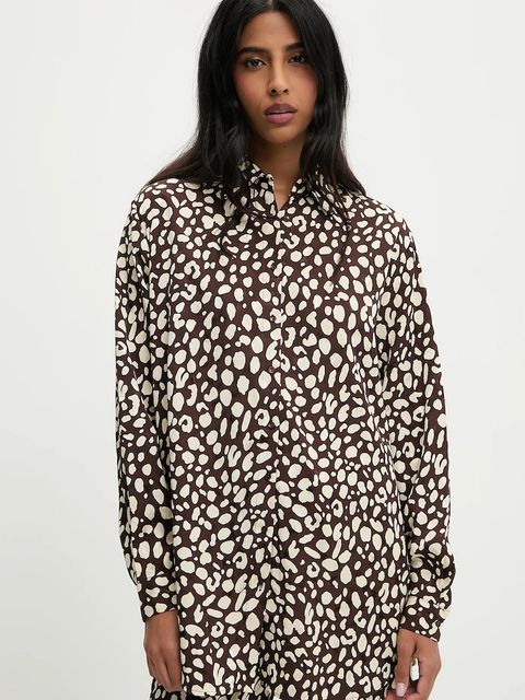 Answear.LAB koszula damska kolor brązowy relaxed z kołnierzykiem klasycznym - zdjęcie produktu nr 1