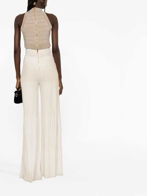 Balmain seam detailed crop top - Neutrals