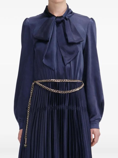 Self-Portrait bow-embellishment pleated maxi dress - Blue - zdjęcie produktu nr 1