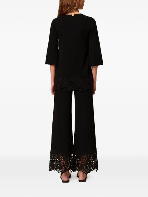 TWINSET lace-hem straight trousers - Black