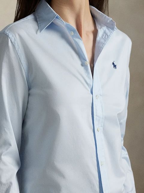 Polo Ralph Lauren koszula bawełniana damska kolor niebieski regular z kołnierzykiem klasycznym 211A92177