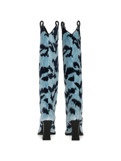 TOM FORD abstract-print pointed-toe boots - Blue