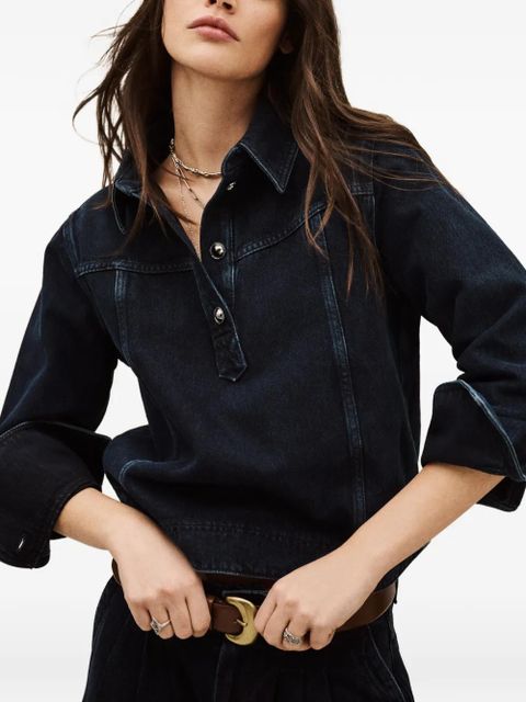 Ba&Sh Tavy buttoned-colar polo top - Blue