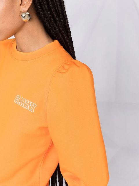 GANNI puff-shoulder sweatshirt - Orange