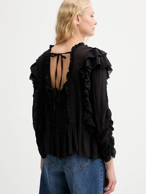 MUNTHE bluzka CRISP damska kolor czarny gładka 252100225231 - zdjęcie produktu nr 2