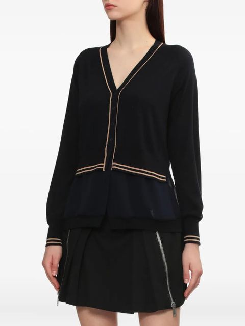 3.1 Phillip Lim chiffon-hem V-neck wool cardigan - Blue - zdjęcie produktu nr 2
