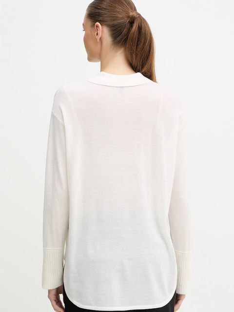 Armani Exchange kardigan wełniany damski kolor beżowy lekki XW000773 AF16602