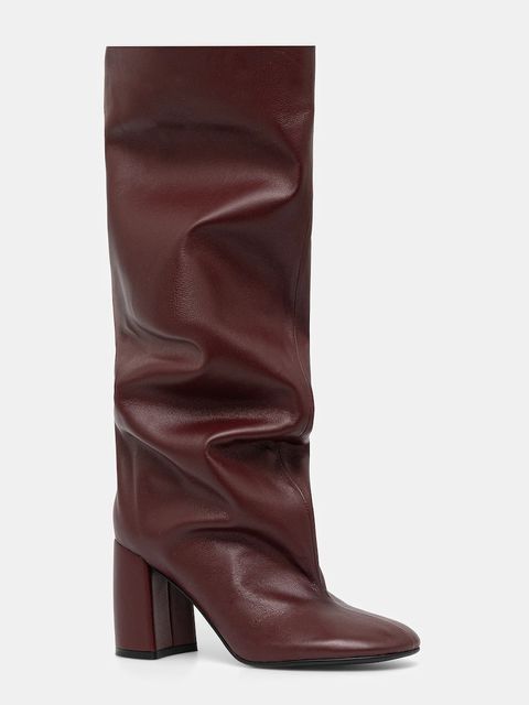 Answear.LAB kozaki skórzane kolor bordowy na słupku - zdjęcie produktu nr 2