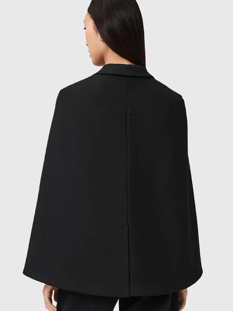 AllSaints marynarka kolor czarny dwurzędowa gładka W050QD