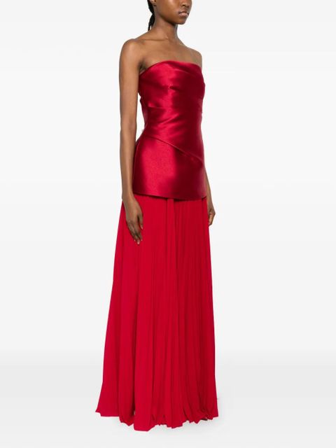 Solace London Claudette strapless pleated dress - Red