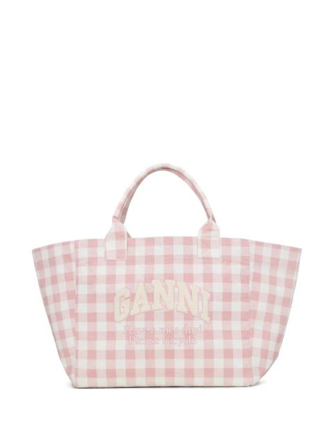 GANNI checked tote bag - Pink - zdjęcie produktu nr 1