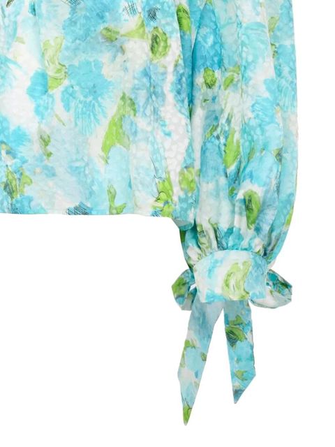 Chloé floral-print silk-jacquard blouse - Blue - zdjęcie produktu nr 2